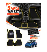 SMART FORTWO (2007-2014) Uyumlu EVA Oto Paspas Metal Topukluklu Havuzlu 5 Parça Siyah-Sarı