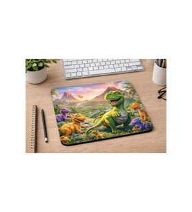 Sevimli Dinozor Desenli Mousepad 21x17,5 cm – Kaymaz Tabanlı Düz Mouse Pad – Çocuk & Ofis Kullanım