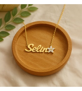 Lotus Çiçeği İsimli Altın Kaplama Gümüş Kolye (Gold)