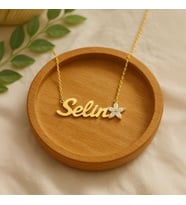 Lotus Çiçeği İsimli Altın Kaplama Gümüş Kolye (Gold)