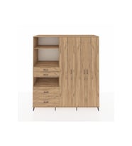 Kronos Dolap 12 Raflı 4 Çekmeceli Tek Askılı 220x59x243 Çam-Çam/Çam