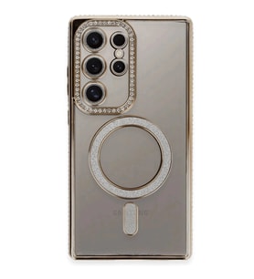 Galaxy S24 Ultra Kılıf Joke Simli Magneticsafe Kılıf - Gold
