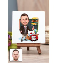 Erkek Öğretmene Hediye Karikatürlü Masa Dekoru