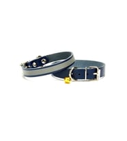 Cattie Gerçek Deriden El Yapımı Reflektörlü Kedi Boyun Tasması 1x18-22cm - Royal Blue