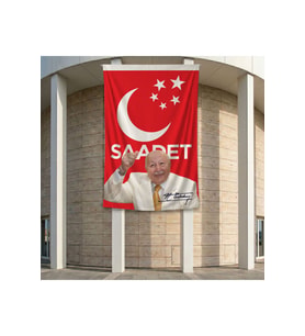 Saadet Partisi Bayrağı ve Necmettin Erbakan 140gr Premium Raşel Kumaş Bayrak 200x300cm