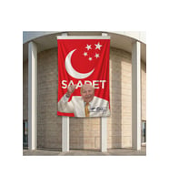 Saadet Partisi Bayrağı ve Necmettin Erbakan 140gr Premium Raşel Kumaş Bayrak 200x300cm
