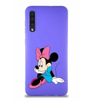 Samsung Galaxy A30S Soft Premier Kapak Minnie Mouse-E Tasarımlı Silikon Kılıf - Mor (Şeffaf)