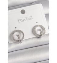 Pirinç Gümüş Renk Zirkon Taşlı Halka Model Kadın Küpe 5886 - HPSBYI9974-5831