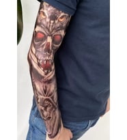 Caş Dekorasyon Kurukafa ve Baykuş Modelli Kol Dövme Tattoo