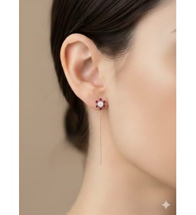 925 Ayar Papatya Silver Taşlı Sallantılı Çiçek Küpe.rose.gold.rodaj