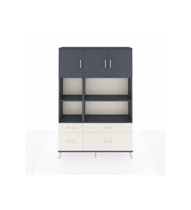 Arges Dolap 8 Raflı 4 Çekmeceli 3 Kapaklı 132x30x195 Antrasit-Antrasit/Aytaşı