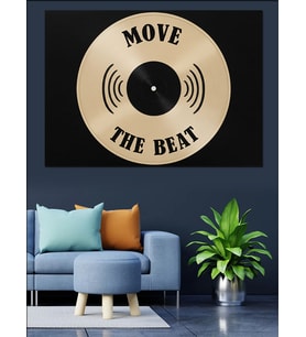 Vinil Plak "Move The Beat" Dekoratif Kanvas - Mdf Ahşap Tablo
