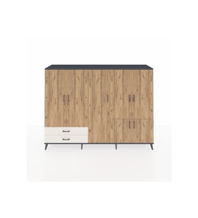 Hyperion Dolap 12 Raflı 2 Çekmeceli 7 Kapaklı 220x44x163 Antrasit-Çam/Aytaşı