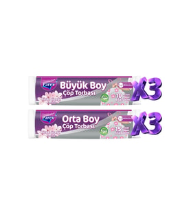 Büzgülü 6 Adet Çöp Torbası Kiraz Kokulu Büyük ve Orta Boy