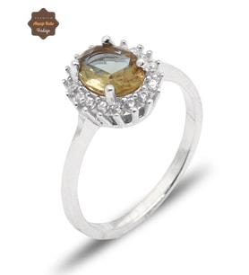 Zirkon Süslemeli Oval Model Zultanit Taşlı Gümüş Kadın Yüzük 201025597