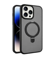 Coverzone iPhone 17 Pro ile Uyumlu Mat Transparan PhaqntomRing MagSafe Destekli Standl? K?l?f, Kamera Lens Hediyeli Darbe Emici ??k Tasar?m Black