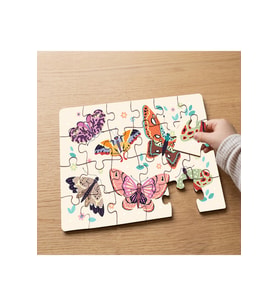 Çeşitli Kelebekler Kolajı Tasarımlı 24 Parça Ahşap Çocuk Puzzle MPK0629