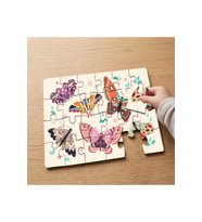 Çeşitli Kelebekler Kolajı Tasarımlı 24 Parça Ahşap Çocuk Puzzle MPK0629