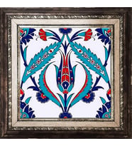 Armada Çini 20x20 Cm Ac 2 Kırmızı Lale Desenli İznik Çini Seramik Pano