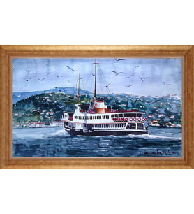 EV İŞYERİ OFİS İÇİN ALTIN ÇERÇEVELİ PASPARTULU TABLO VB255