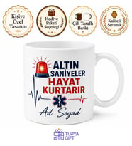 Paramedik Acil Servis Ambulans Kupa Bardak Altın Saniyeler Hayat Kurtaran Hediye