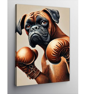 Kanvas Tablo Boksör Köpek Karikatürü