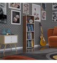 Kenzlife kitaplık süper ga 120*40*19 cvz 4 katlı tek bölme ofis mutfak banyo dolabı arkalıksız (Karışık)