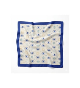 Tarzını Seç Mavi Göz Desenli Fular / Bandana 70x70 cm