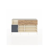 Arges Konsol 6 Raflı 2 Çekmeceli Tek Kapaklı  176x30x99 Aytaşı-Antrasit/Çam