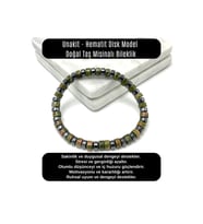 SERTİFİKALI Unakit - Hematit Disk Model Doğal Taş Misinalı Bileklik