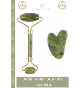 #YeşimTaşı Doğal Yeşim Taşı Yüz Sıkılaştırıcı Masaj Aleti Anti Aging Jade Roller Gua Sha Taşı Seti