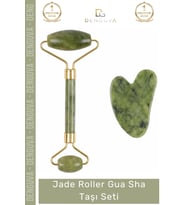 #YeşimTaşı Doğal Yeşim Taşı Yüz Sıkılaştırıcı Masaj Aleti Anti Aging Jade Roller Gua Sha Taşı Seti