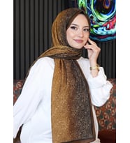 Paisley Desen Bronz Kahve Pamuk Şal (Standart)