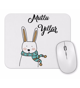 Sevimli Tavşan İle Mutlu Yıllar Mouse Pad