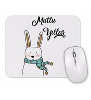 Sevimli Tavşan İle Mutlu Yıllar Mouse Pad