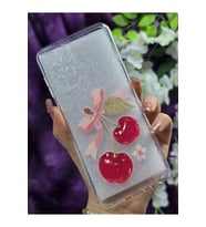 Samsung Galaxy A32 Uyumlu Kiraz ve Fiyonk Desenli Şeffaf Telefon Kılıfı