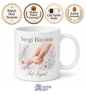 Koruyucu Ailelere Özel Sevgi Büyütür Anlamlı Hediye Kupa Bardak