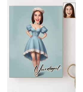 Kişiye Özel Kadın Karikatür Baskılı Ahşap-5 Tablo 30x40