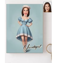 Kişiye Özel Kadın Karikatür Baskılı Ahşap-5 Tablo 30x40