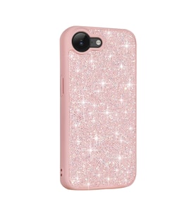Apple iPhone 16E Uyumlu Kılıf Parlak Taşlı Tasarım Zore Pırlanta Kapak (Pembe)