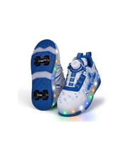 Elit EYL034 Erkek Çocuk RGB LED Işıklı Çıkarılabilir Tekerlekli PATEN Ayakkabı Beyaz - Mavi