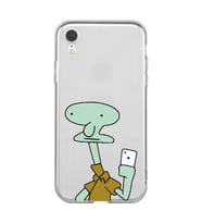 Iphone XR Uyumlu Squidward Selfie Tasarımlı Şeffaf Telefon Kılıfı