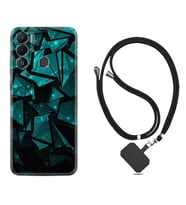 Tecno Pova Neo Kılıf Resimli Boyun Askılı İpli Desenli Silikon Green Prizmas 1348