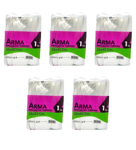 Naksan Arma Şeffaf Naylon 3 lük 25x42 Cm. Bakkaliye Poşeti Torbası - 1 Kg. - Ort. 140 Adet - 5 Paket  (Beyaz)