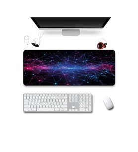 SonicTouch Klavye Mousepad 40x90cm Dikişsiz Pürüzsüz Sıvı Geçirmez Kaymaz Taban Siber Doku