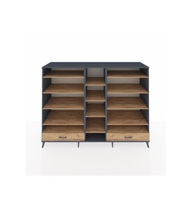 Kronos Dolap 14 Raflı 2 Çekmeceli  220x59x163 Antrasit-Çam