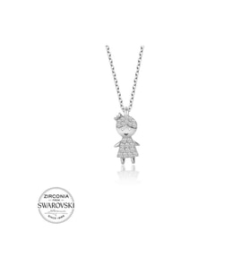 Kristal Taşlı Gümüş Çocuk Kadın Kolye CSR2180789