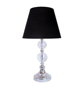 Dekovien Modern Kristal Top Gümüş Ayak Kumaş Siyah Abajur