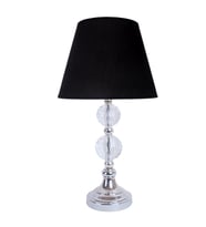 Dekovien Modern Kristal Top Gümüş Ayak Kumaş Siyah Abajur
