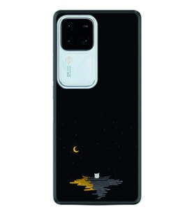 Vivo V30 Kılıf Silikon Desen Özel Seri Ay ve Kedi 1683